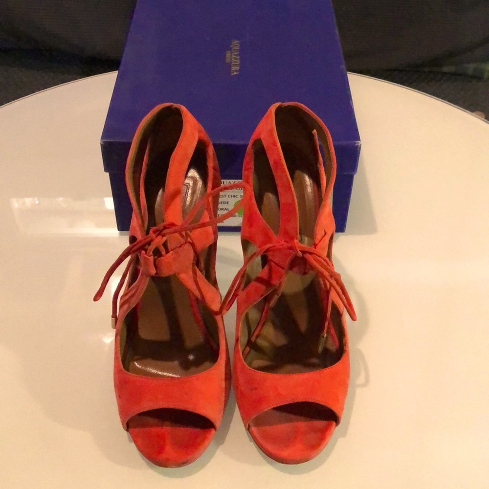Aquazzura Suede Coral Heels